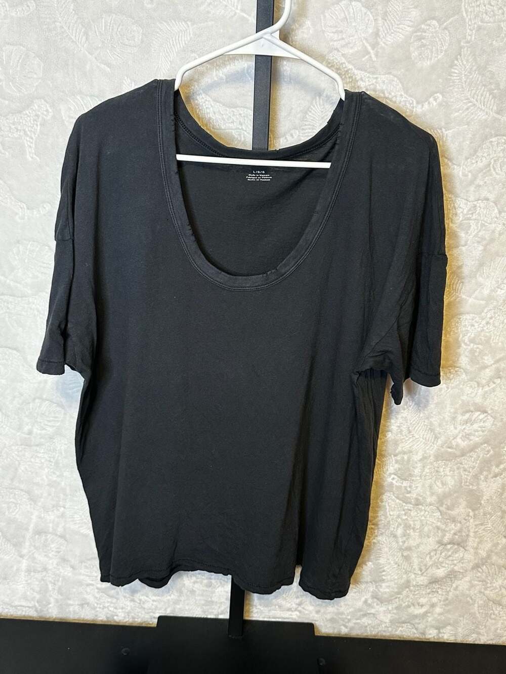 American Eagle Black Scoop Neck Short Sleeve T-Shirt Size Large